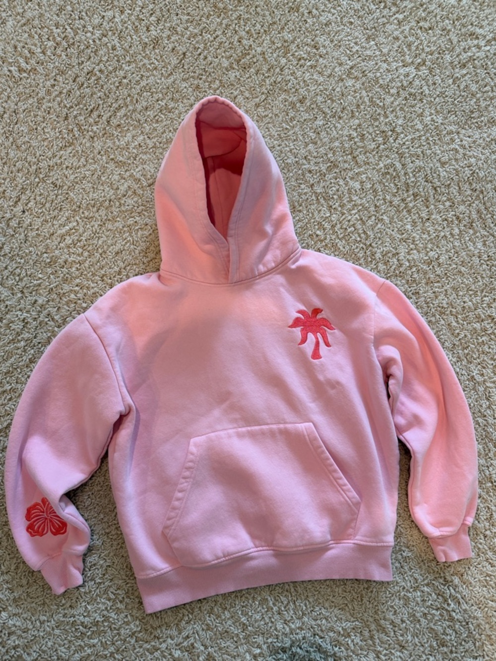 Pink Palm Puff Hoodie